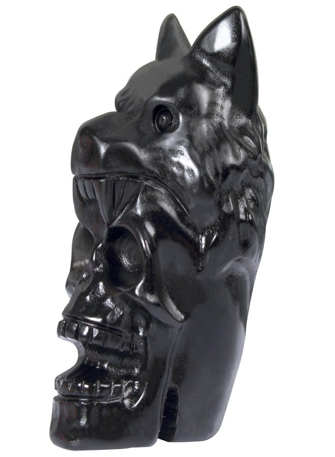 Ytbeoxk 2.17 Inch Crystal Skull with Wolf Head Figurine Decor, Black Obsidian Skull with Wolf Head Statue Decor for Home Office Desk, Hand Carved Healing Crystal Animal Statues Gifts for Women Men - Image 1